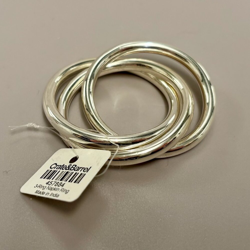NWT Crate & Barrel triple link silverplate napkin rings/12